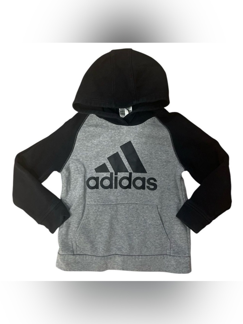 Adidas Gray and Black Pullover Hoodie with Logo